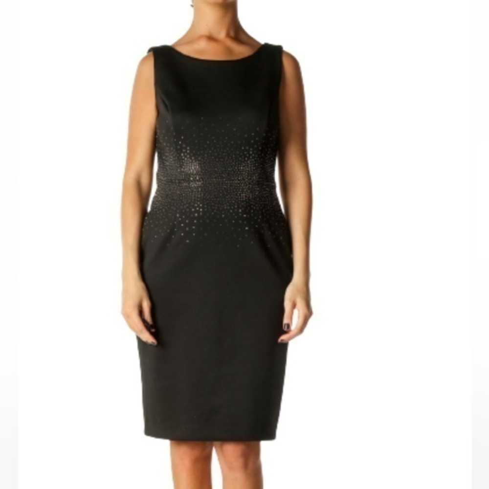 Calvin Klein black sleeveless sheath dress with sparkle accents size 10